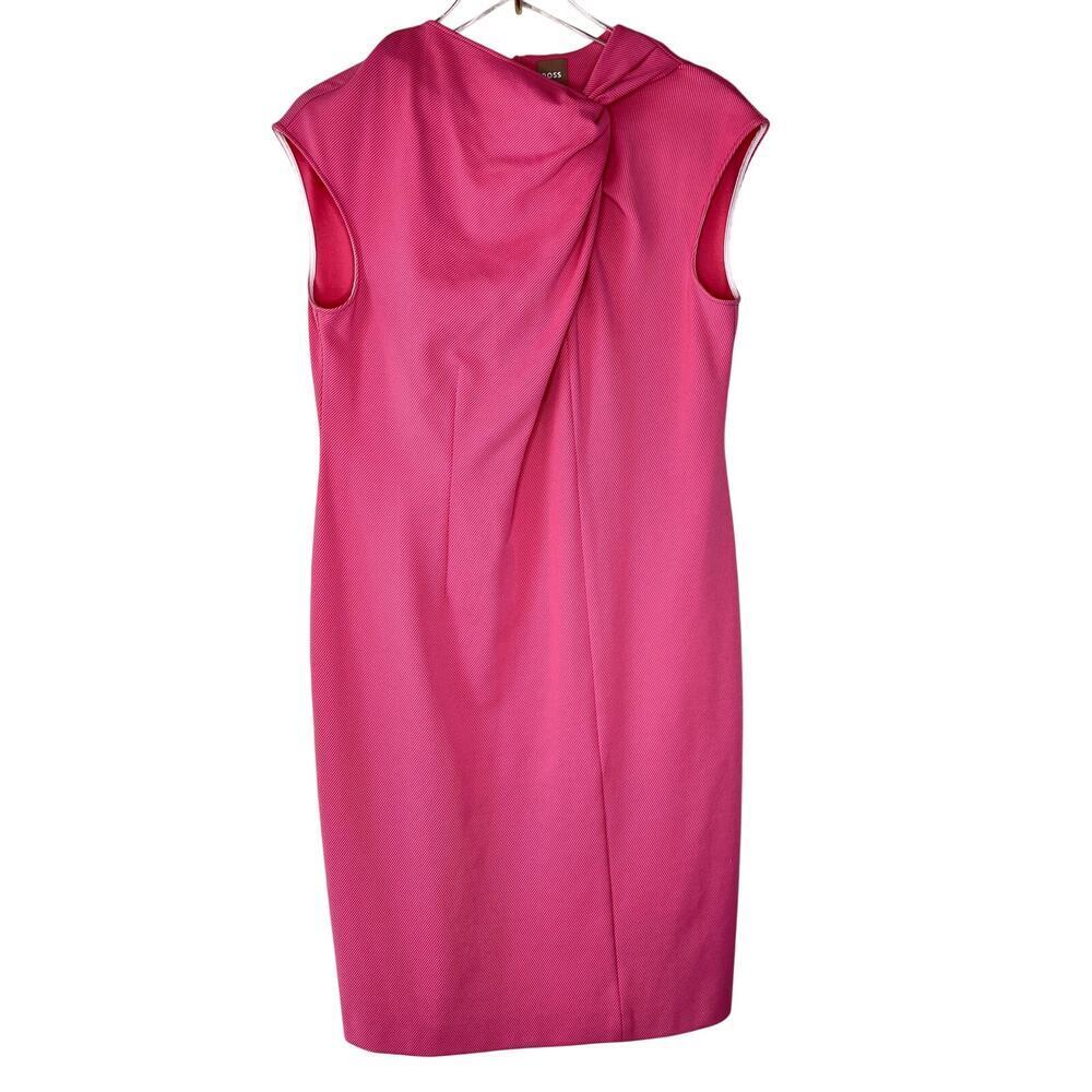 BOSS Hugo Boss Dazela Twist Front Sheath Dress Pink Knee Length US 12